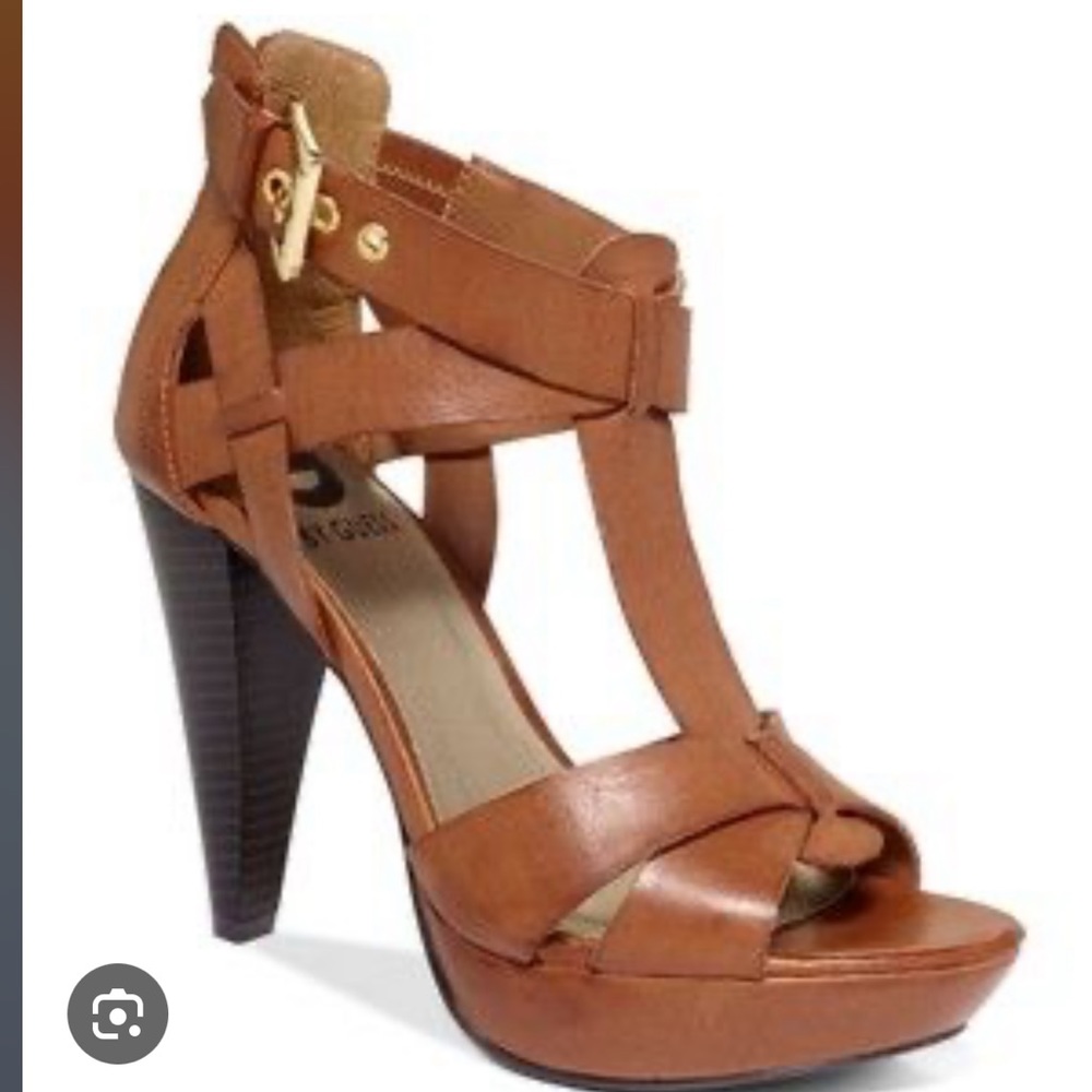 G by Guess Robina Platform brown leather heels